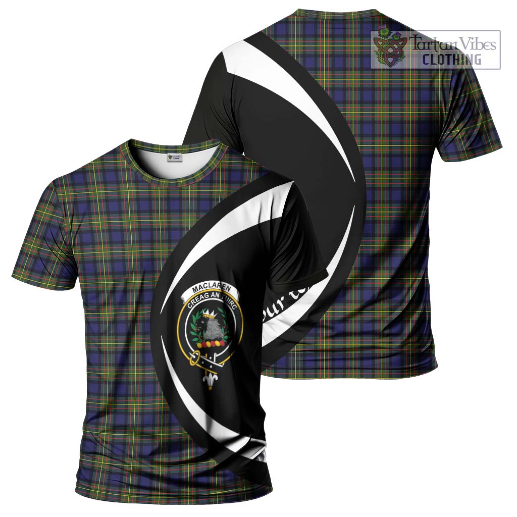 Tartan Vibes Clothing MacLaren Modern Tartan T-Shirt with Family Crest Circle Style