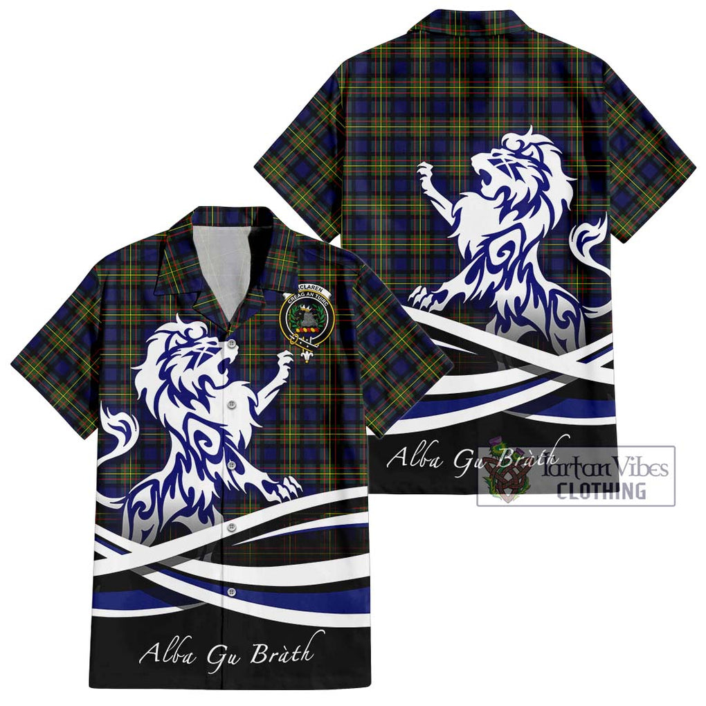 MacLaren Modern Tartan Short Sleeve Button Shirt with Alba Gu Brath Regal Lion Emblem Kid - Tartanvibesclothing Shop