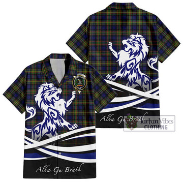 MacLaren Modern Tartan Short Sleeve Button Shirt with Alba Gu Brath Regal Lion Emblem