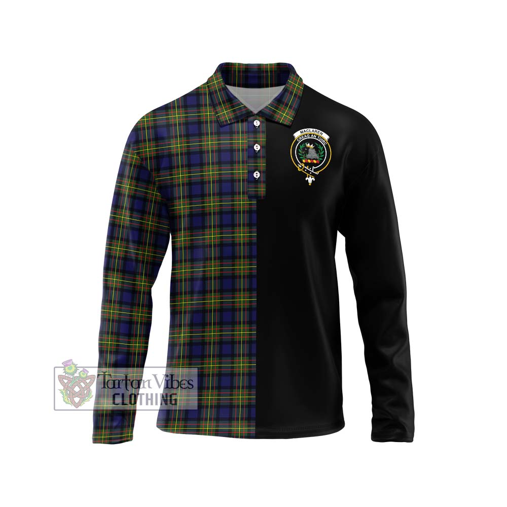 MacLaren Modern Tartan Long Sleeve Polo Shirt with Family Crest and Half Of Me Style Unisex - Tartanvibesclothing Shop