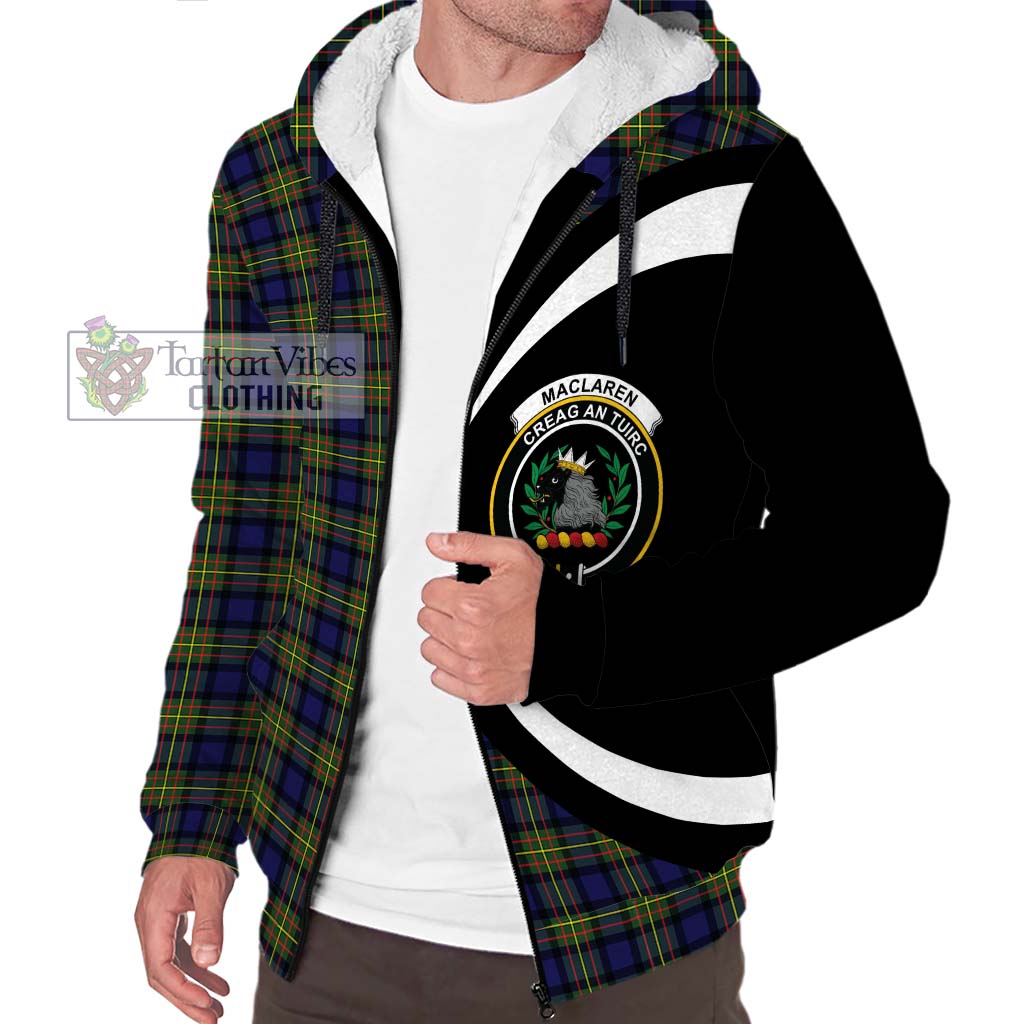 MacLaren Modern Tartan Sherpa Hoodie with Family Crest Circle Style Unisex S - Tartan Vibes Clothing