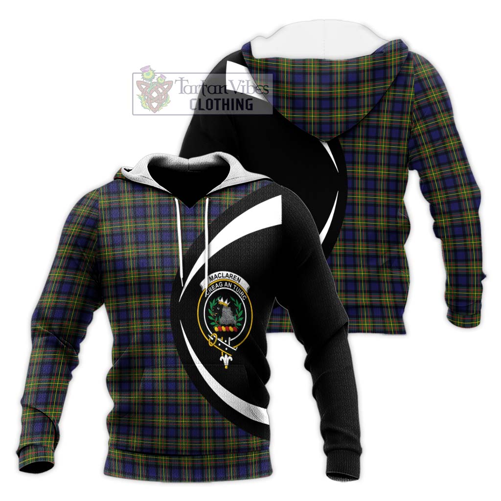 MacLaren Modern Tartan Knitted Hoodie with Family Crest Circle Style Unisex Knitted Pullover Hoodie - Tartan Vibes Clothing