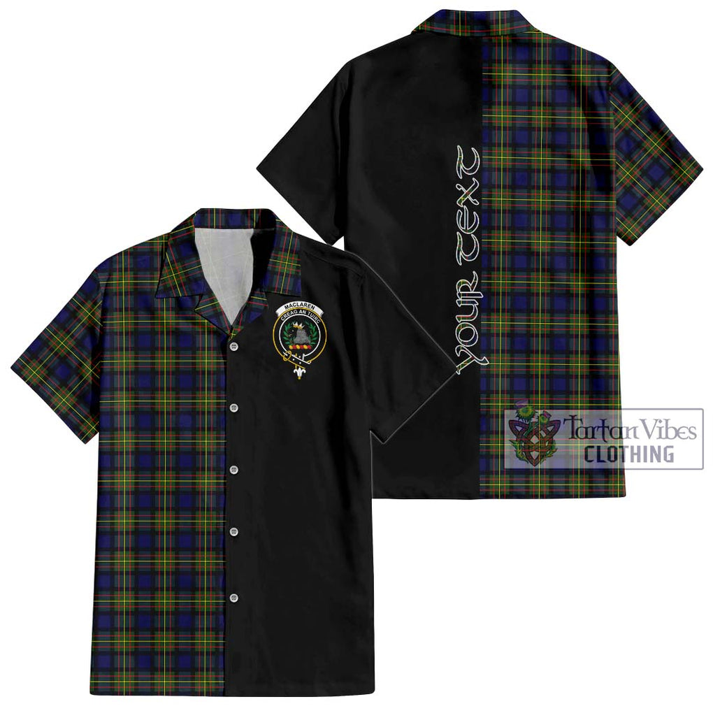 MacLaren Modern Tartan Short Sleeve Button Shirt with Family Crest and Half Of Me Style Kid - Tartanvibesclothing Shop