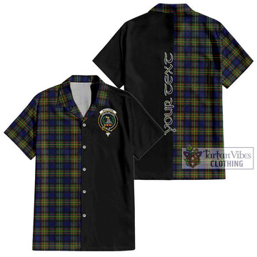 MacLaren Modern Tartan Short Sleeve Button Shirt with Family Crest and Half Of Me Style