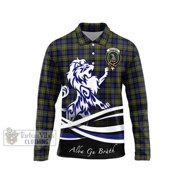 MacLaren Modern Tartan Long Sleeve Polo Shirt with Alba Gu Brath Regal Lion Emblem