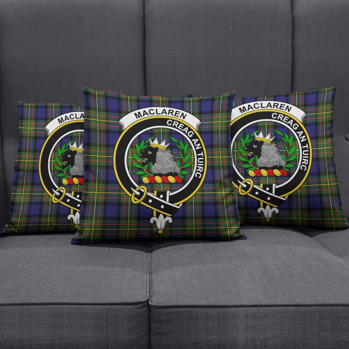 MacLaren Modern Tartan Pillow Cover with Family Crest Square Pillow Cover - Tartanvibesclothing