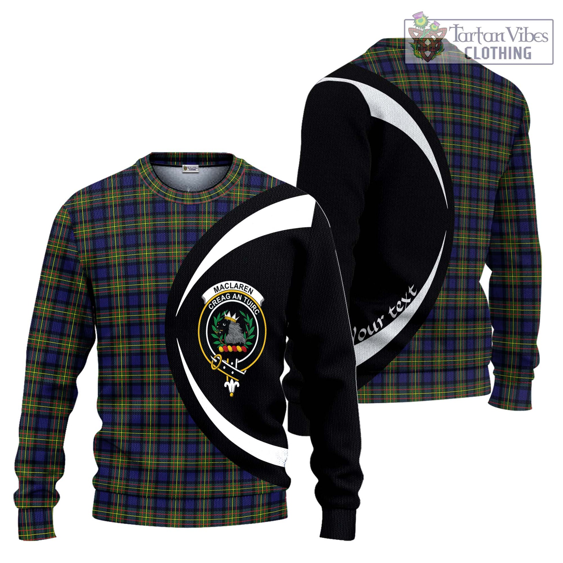 MacLaren Modern Tartan Knitted Sweater with Family Crest Circle Style Unisex - Tartan Vibes Clothing