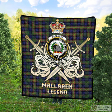 MacLaren Modern Tartan Quilt with Clan Crest and the Golden Sword of Courageous Legacy