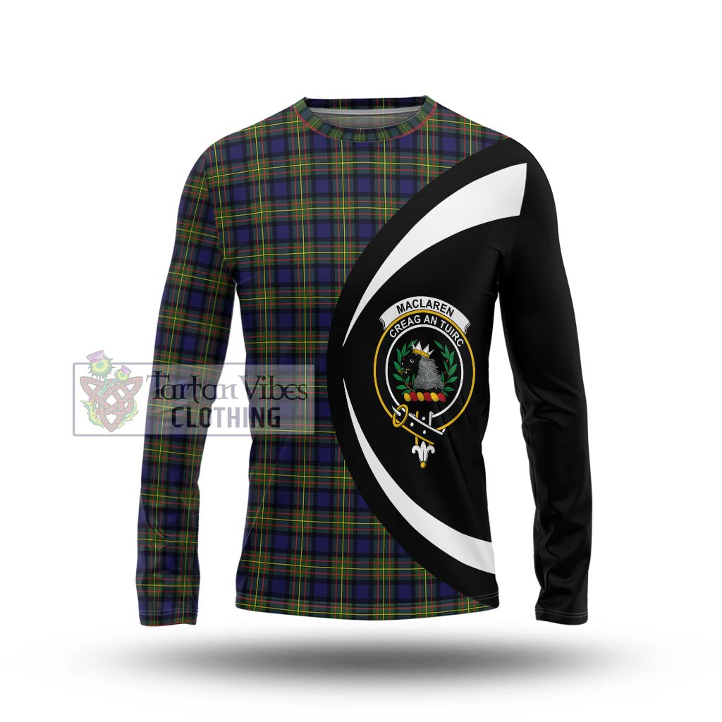 MacLaren Modern Tartan Long Sleeve T-Shirt with Family Crest Circle Style Unisex - Tartan Vibes Clothing