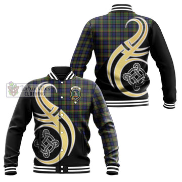 MacLaren Modern Tartan Baseball Jacket with Family Crest and Celtic Symbol Style