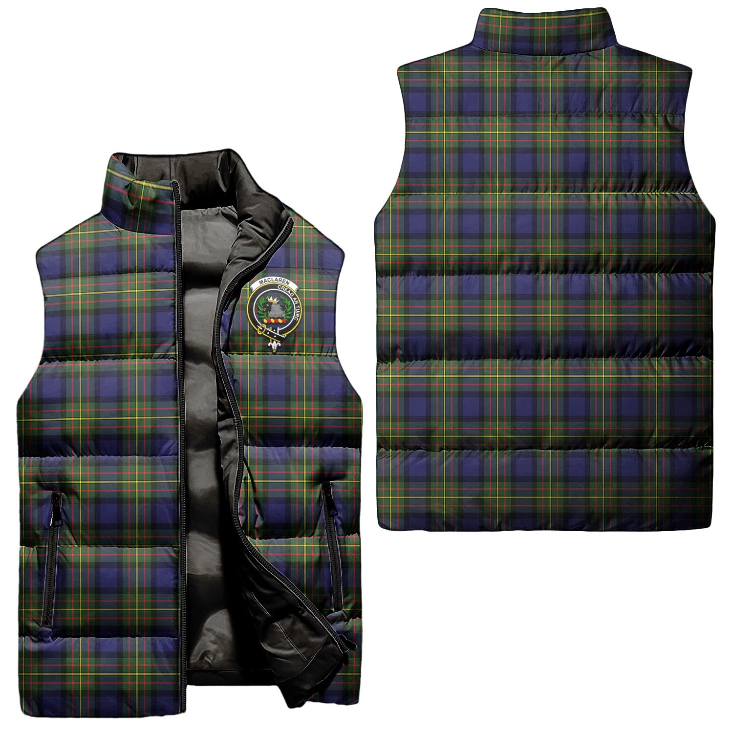 MacLaren Modern Tartan Sleeveless Puffer Jacket with Family Crest Unisex - Tartanvibesclothing