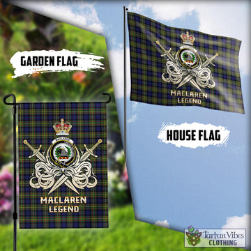 MacLaren Modern Tartan Flag with Clan Crest and the Golden Sword of Courageous Legacy