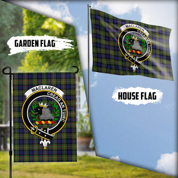 MacLaren Modern Tartan Flag with Family Crest