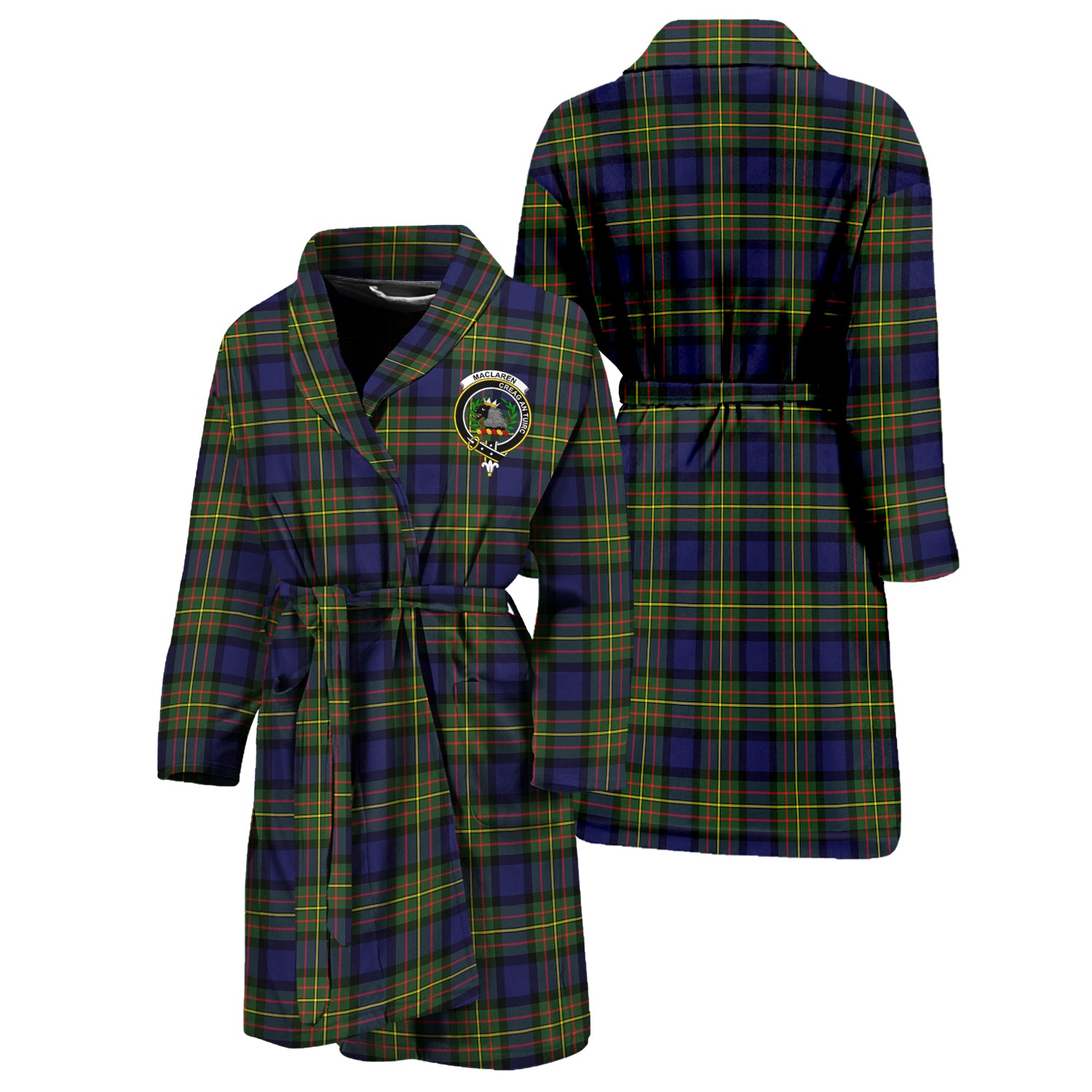 MacLaren Modern Tartan Bathrobe with Family Crest Unisex S - Tartan Vibes Clothing