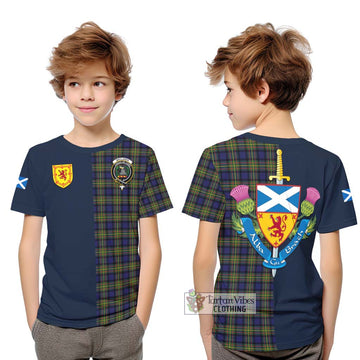 MacLaren Modern Tartan Kid T-Shirt Alba with Scottish Lion Royal Arm Half Style