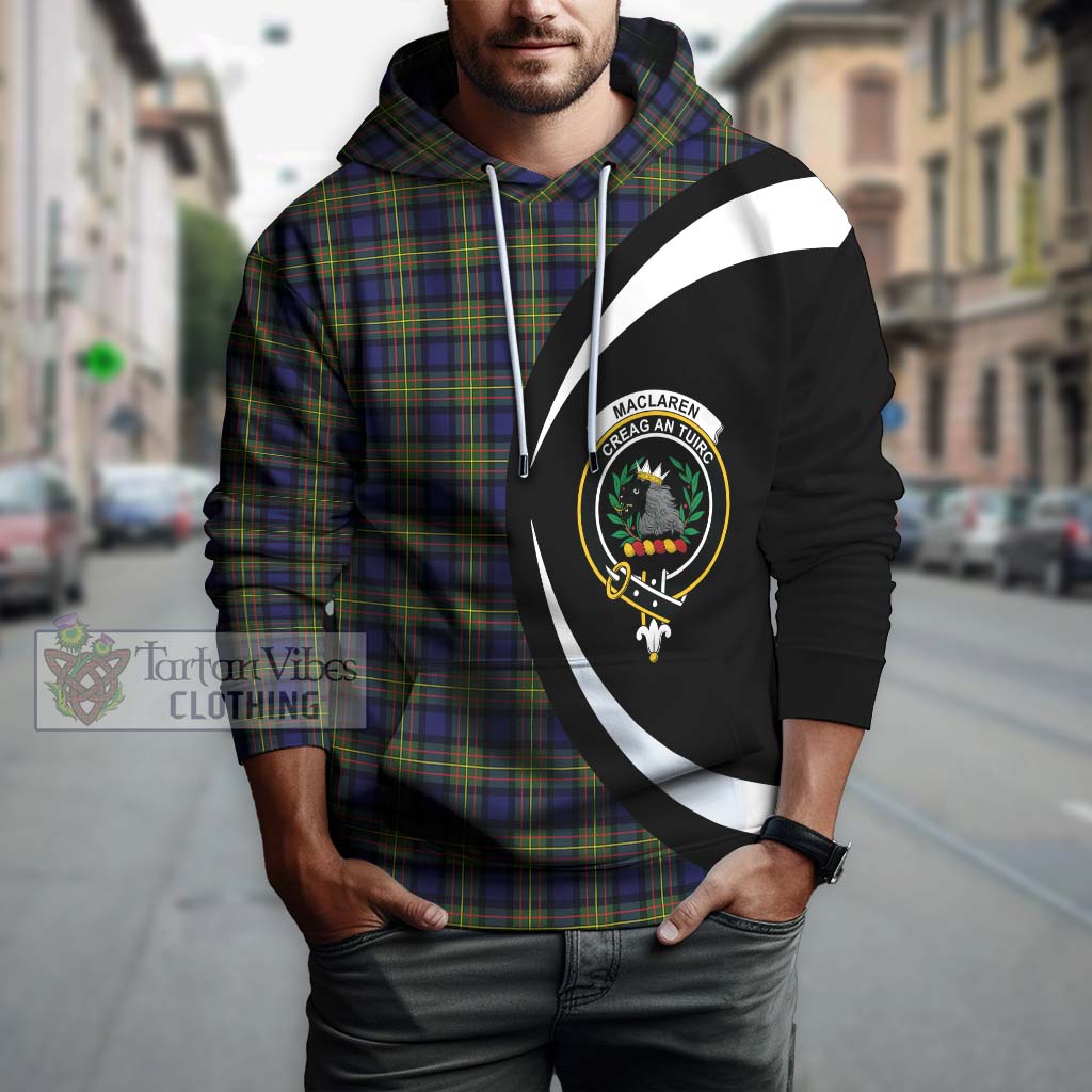 Tartan Vibes Clothing MacLaren Modern Tartan Hoodie with Family Crest Circle Style