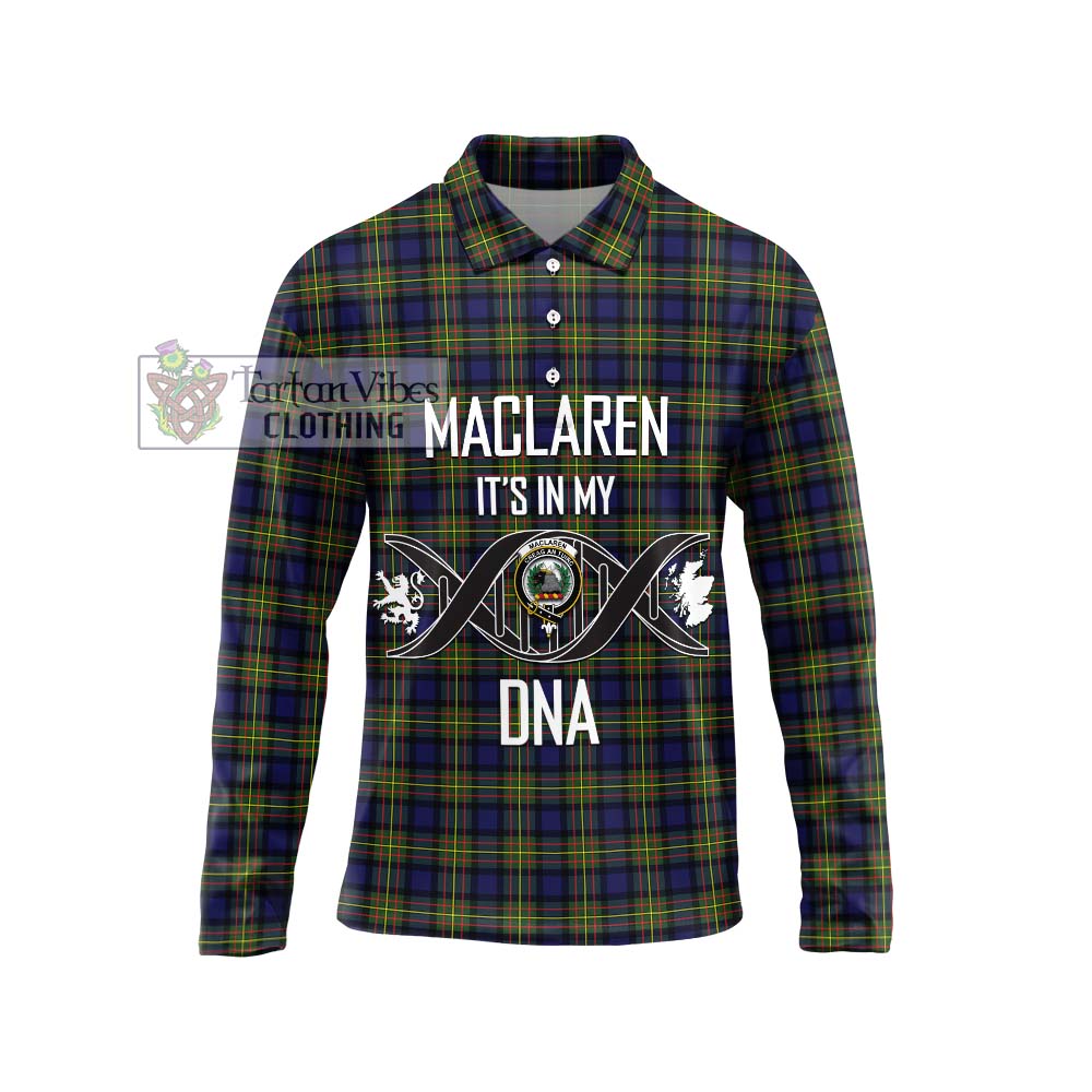 MacLaren Modern Tartan Long Sleeve Polo Shirt with Family Crest DNA In Me Style Unisex - Tartanvibesclothing Shop