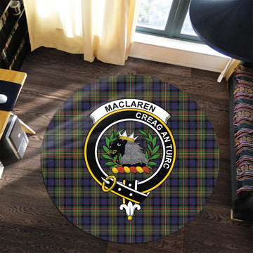 MacLaren Modern Tartan Round Rug with Family Crest