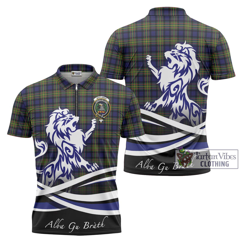 MacLaren Modern Tartan Zipper Polo Shirt with Alba Gu Brath Regal Lion Emblem Unisex - Tartanvibesclothing Shop