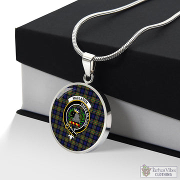 MacLaren Modern Tartan Circle Necklace with Family Crest