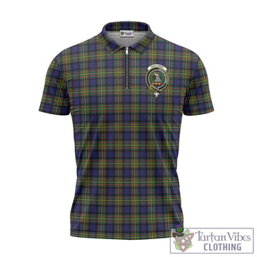 MacLaren Modern Tartan Zipper Polo Shirt with Family Crest