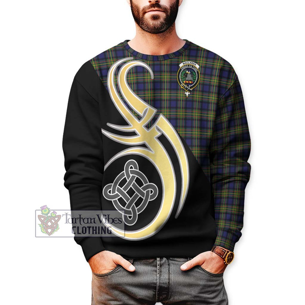 MacLaren Modern Tartan Sweatshirt with Family Crest and Celtic Symbol Style Unisex - Tartan Vibes Clothing