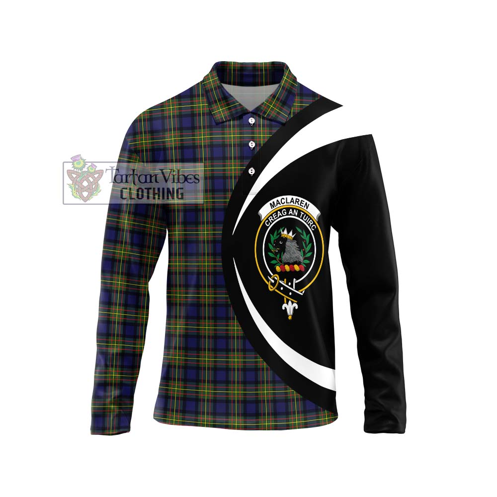 MacLaren Modern Tartan Long Sleeve Polo Shirt with Family Crest Circle Style Unisex - Tartan Vibes Clothing