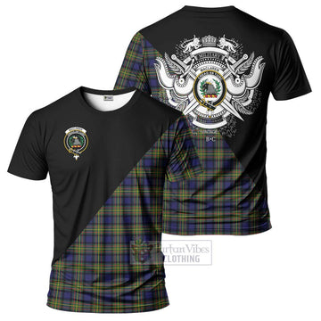 MacLaren Modern Tartan T-Shirt with Family Crest and Military Logo Style