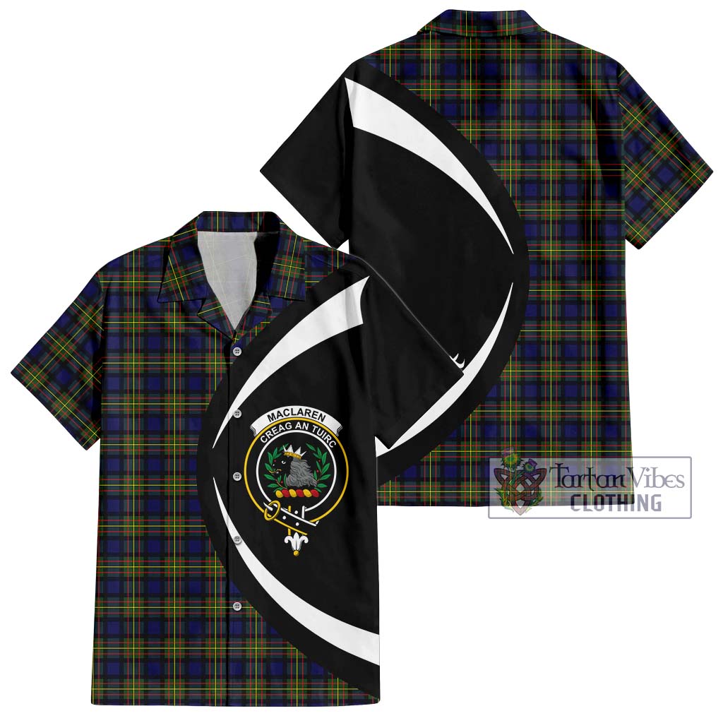 MacLaren Modern Tartan Short Sleeve Button Up with Family Crest Circle Style Kid - Tartan Vibes Clothing