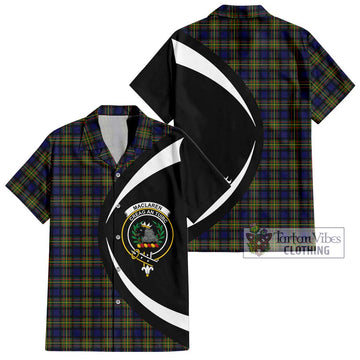 MacLaren Modern Tartan Short Sleeve Button Up with Family Crest Circle Style