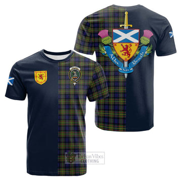 MacLaren Modern Tartan Cotton T-shirt Alba with Scottish Lion Royal Arm Half Style