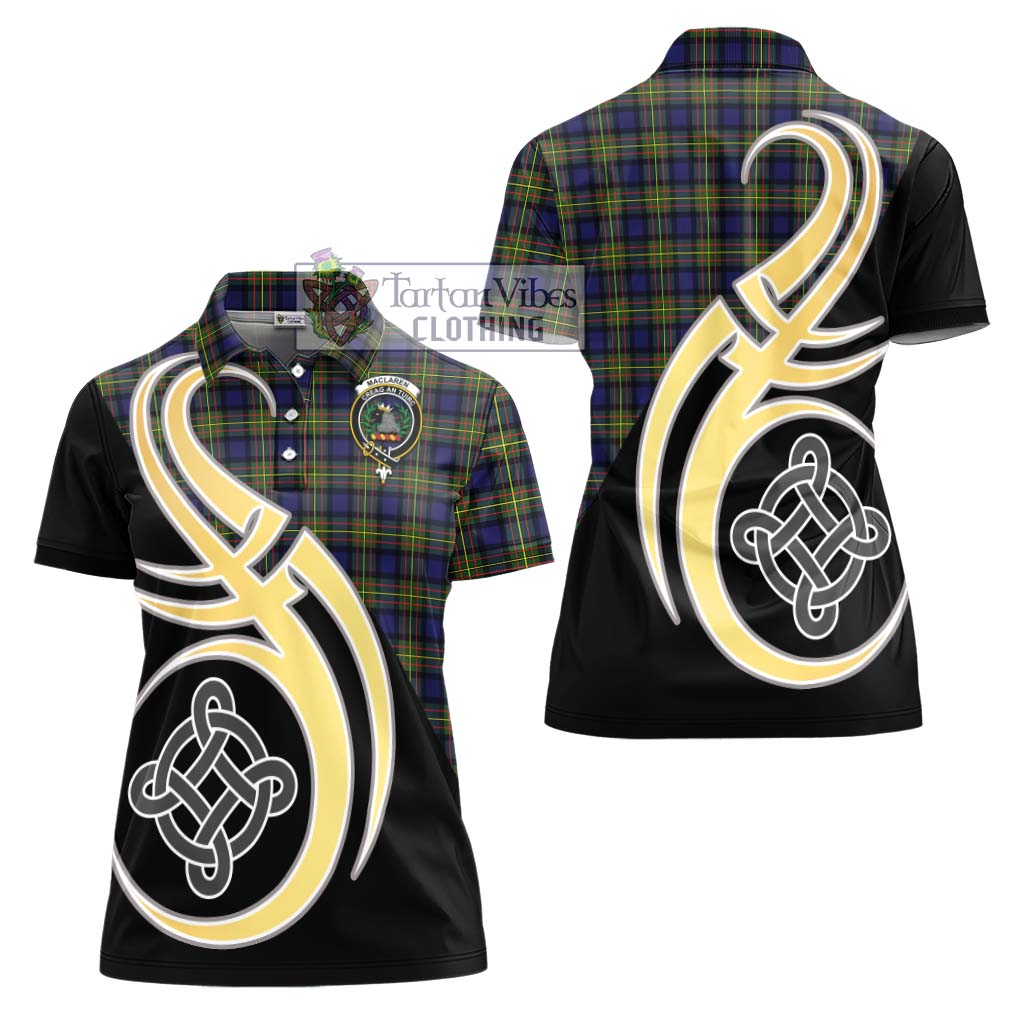 MacLaren Modern Tartan Women's Polo Shirt with Family Crest and Celtic Symbol Style - Tartan Vibes Clothing