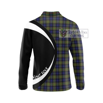 MacLaren Modern Tartan Long Sleeve Polo Shirt with Family Crest Circle Style