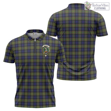 MacLaren Modern Tartan Zipper Polo Shirt with Family Crest