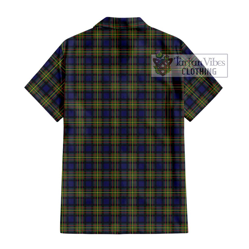 MacLaren Modern Tartan Short Sleeve Button Shirt with Family Crest DNA In Me Style - Tartanvibesclothing Shop