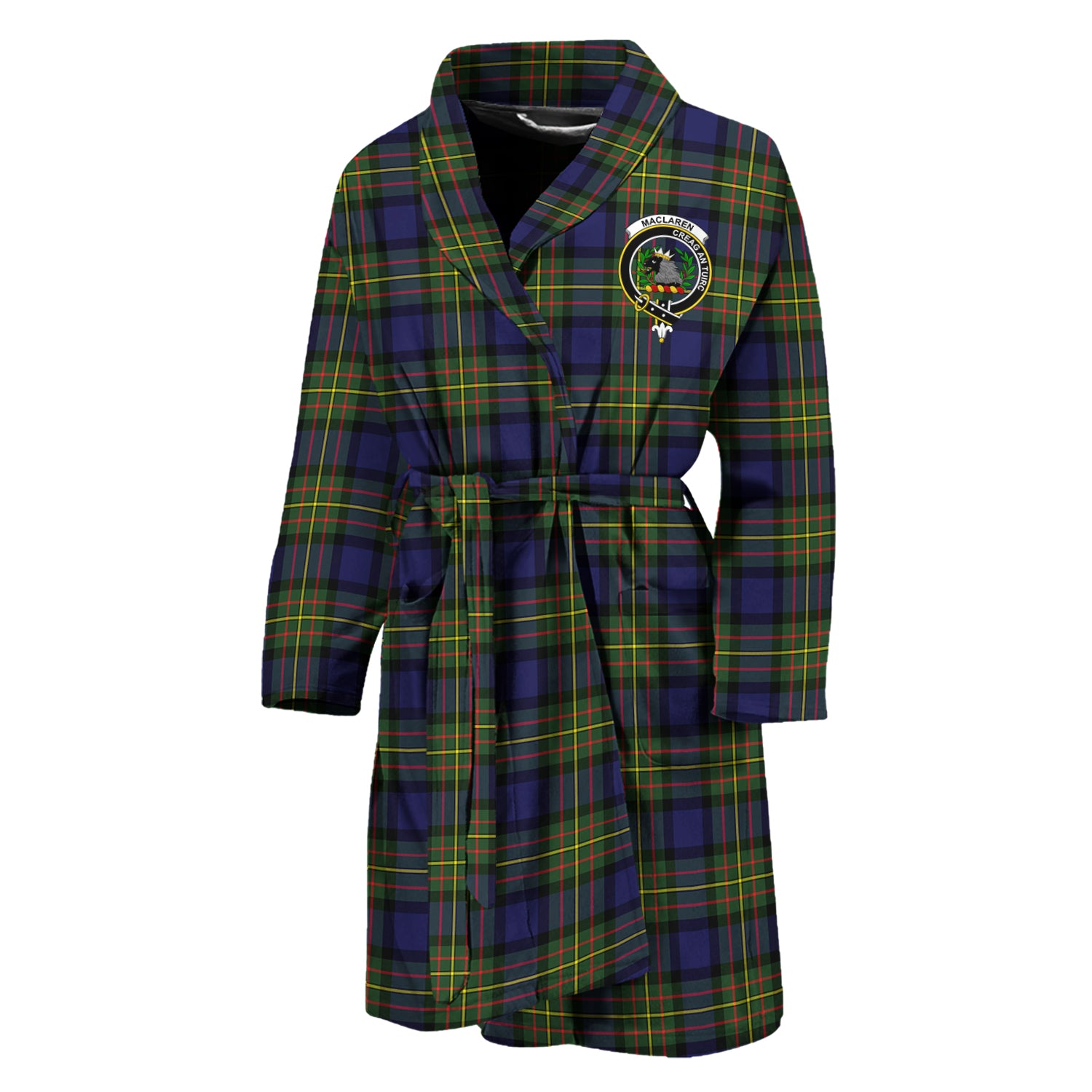 MacLaren Modern Tartan Bathrobe with Family Crest Unisex M - Tartan Vibes Clothing