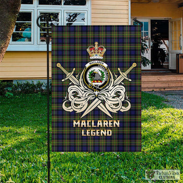 MacLaren Modern Tartan Flag with Clan Crest and the Golden Sword of Courageous Legacy