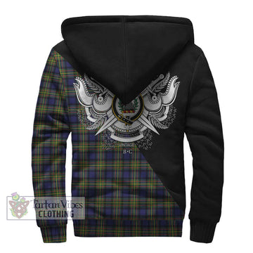 MacLaren Modern Tartan Sherpa Hoodie with Family Crest and Military Logo Style