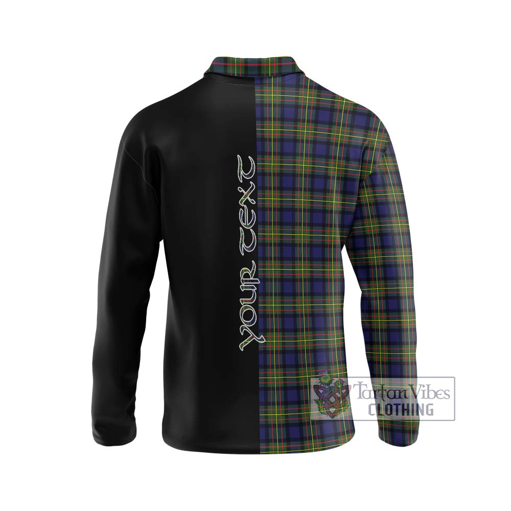 MacLaren Modern Tartan Long Sleeve Polo Shirt with Family Crest and Half Of Me Style - Tartanvibesclothing Shop