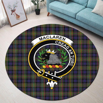 MacLaren Modern Tartan Round Rug with Family Crest