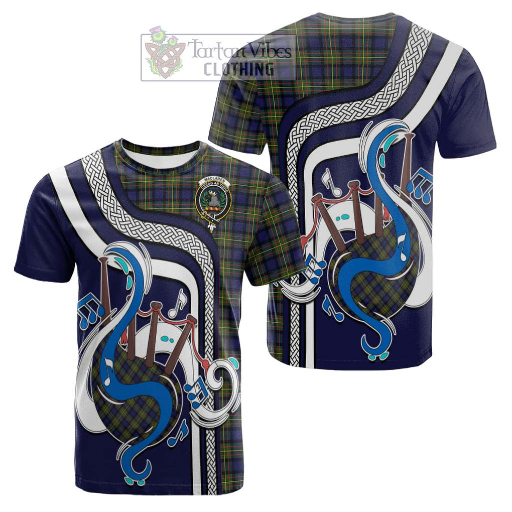 Tartan Vibes Clothing MacLaren Modern Tartan Cotton T-shirt with Epic Bagpipe Style