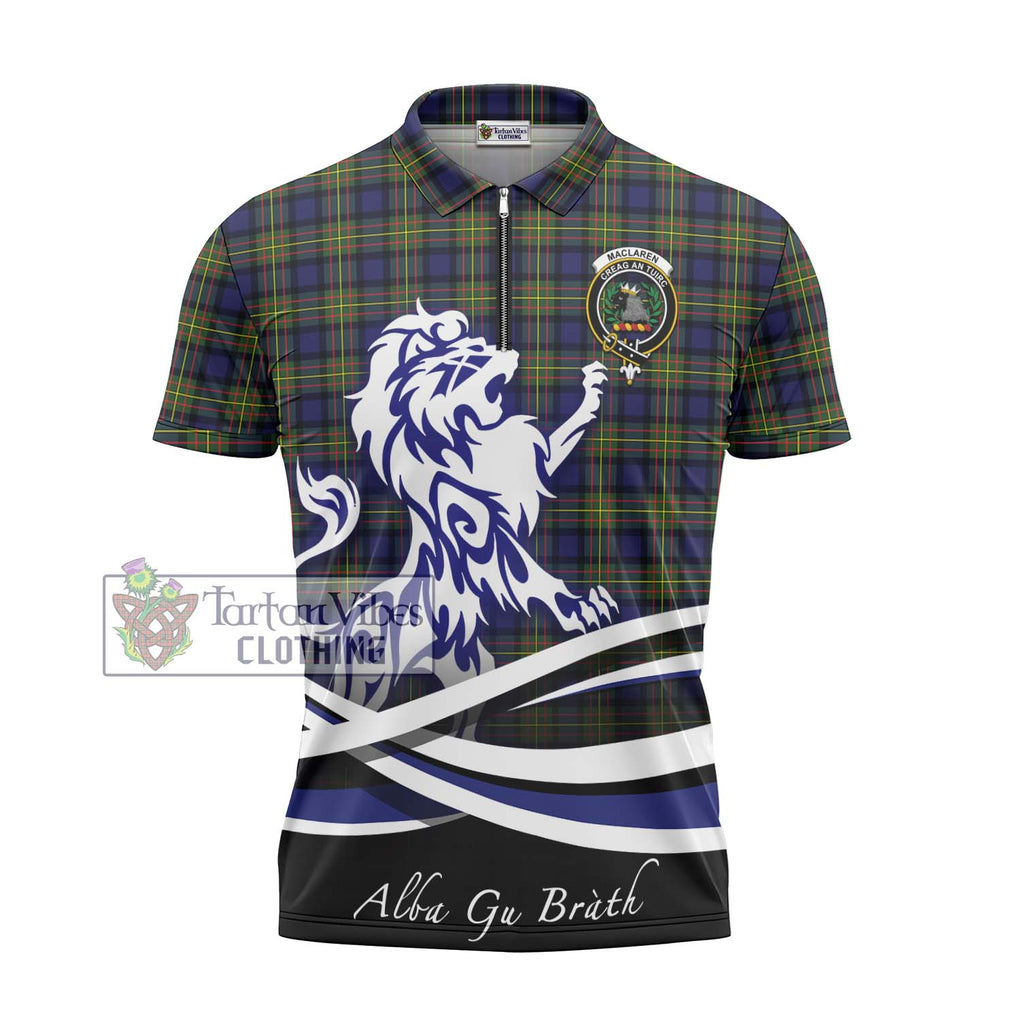 MacLaren Modern Tartan Zipper Polo Shirt with Alba Gu Brath Regal Lion Emblem - Tartanvibesclothing Shop