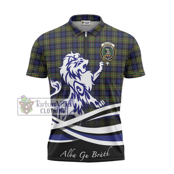 MacLaren Modern Tartan Zipper Polo Shirt with Alba Gu Brath Regal Lion Emblem