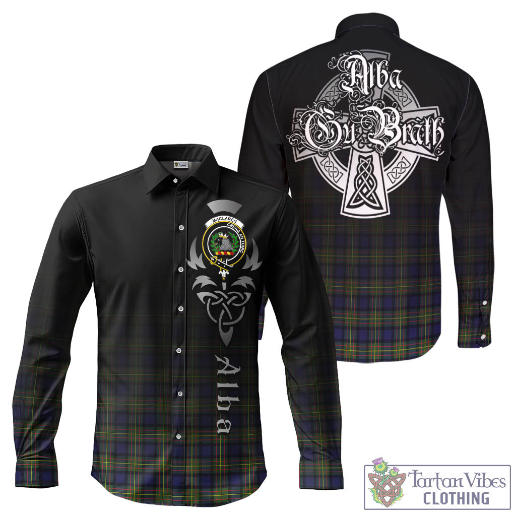 Tartan Vibes Clothing MacLaren Modern Tartan Long Sleeve Button Up Featuring Alba Gu Brath Family Crest Celtic Inspired