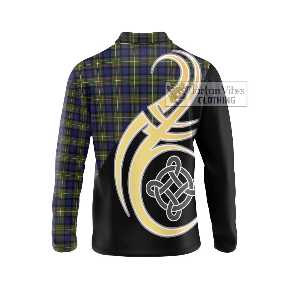 MacLaren Modern Tartan Long Sleeve Polo Shirt with Family Crest and Celtic Symbol Style - Tartan Vibes Clothing