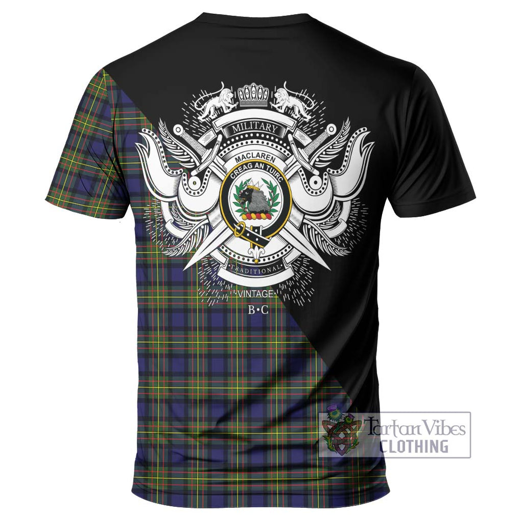 MacLaren Modern Tartan T-Shirt with Family Crest and Military Logo Style - Tartanvibesclothing Shop