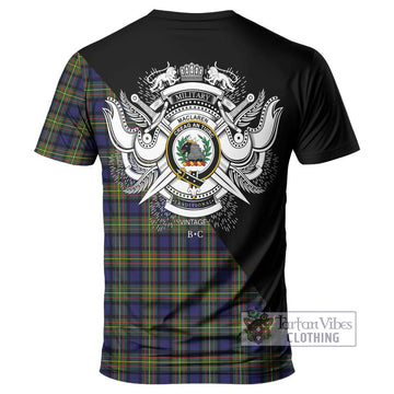 MacLaren Modern Tartan T-Shirt with Family Crest and Military Logo Style