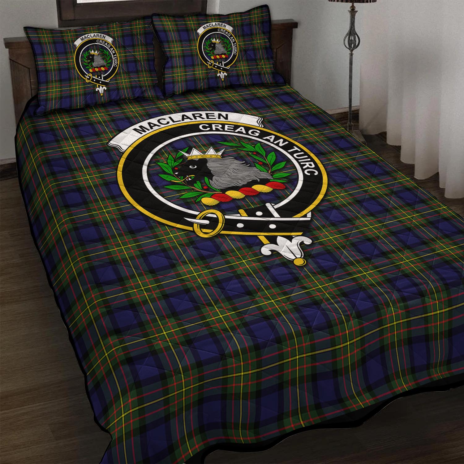 MacLaren Modern Tartan Quilt Bed Set with Family Crest - Tartan Vibes Clothing