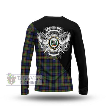 MacLaren Modern Tartan Long Sleeve T-Shirt with Family Crest and Military Logo Style