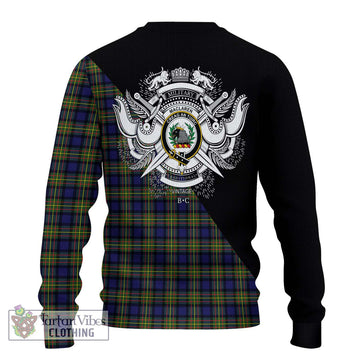 MacLaren Modern Tartan Ugly Sweater with Family Crest and Military Logo Style